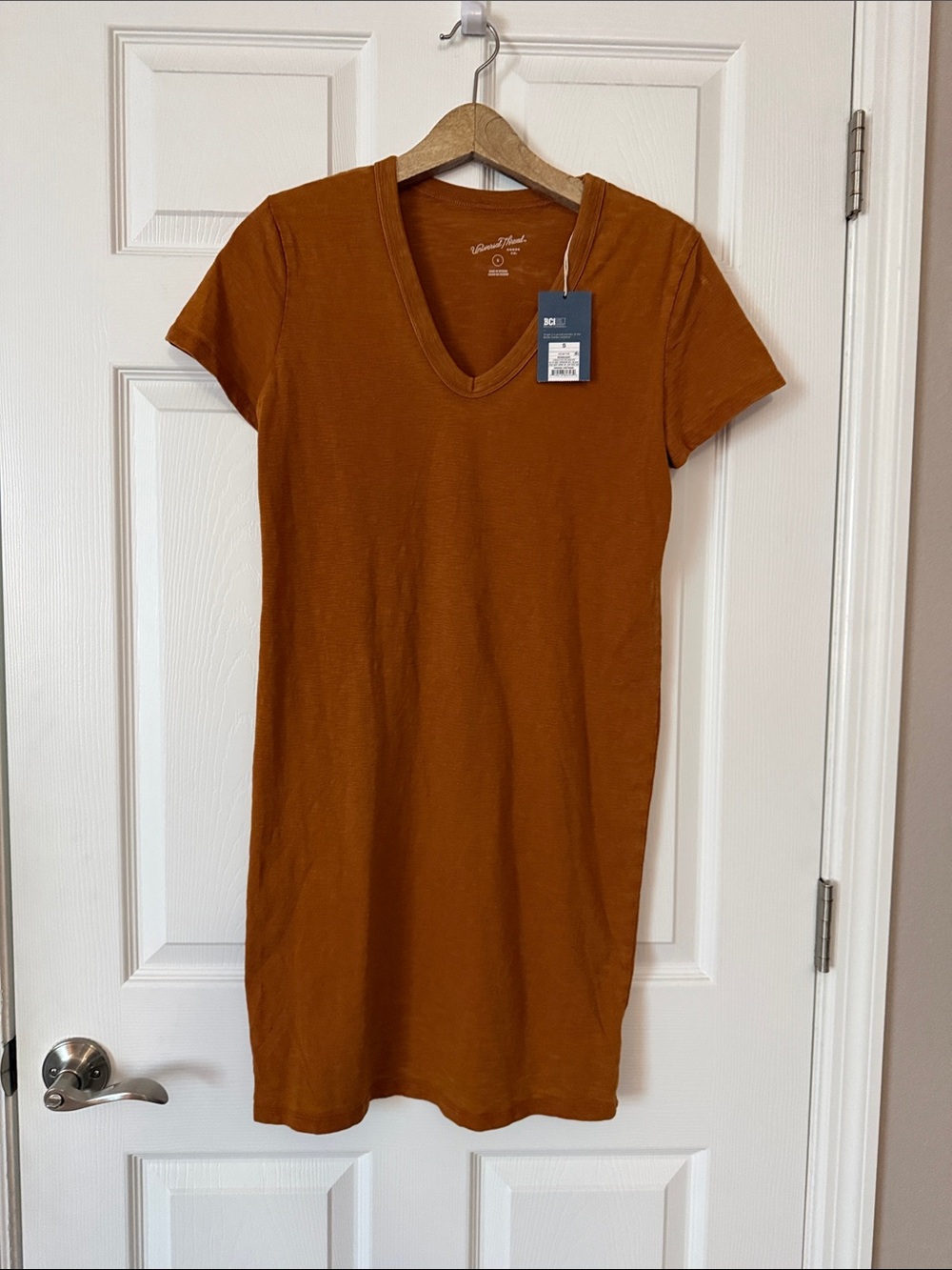 Universal Thread Rust Brown V-Neck T-Shirt Dress